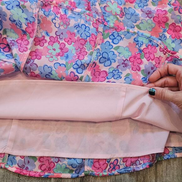 For Love & Lemons Angie Mini Dress Womens L Blue Pink Floral Corset Puff Sleeve - Picture 9 of 16